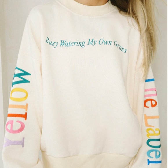 Yellow The Label Watering My Own Grass Oversized Sweatshirt *NWOT* - Picture 2 of 9